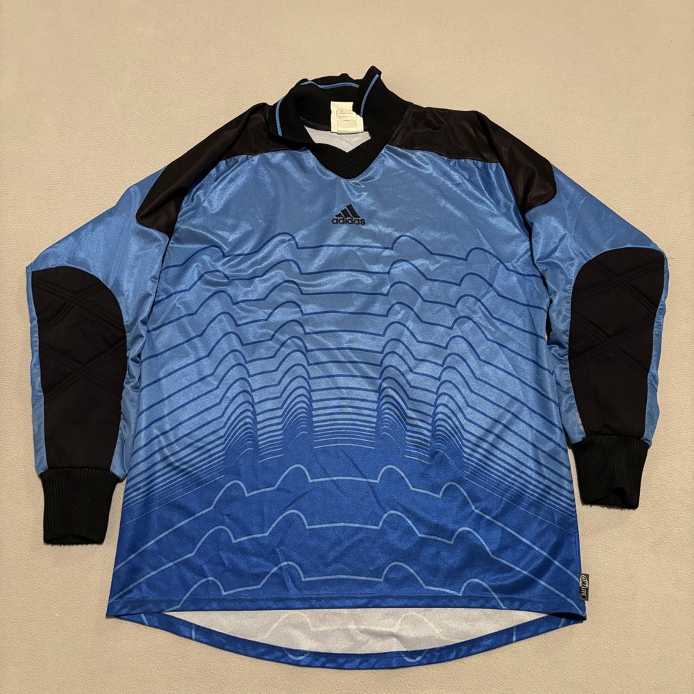 Vintage 90s Adidas Goalkeeper Jersey Large Blue Long‎ Sleeves Portugal Number #1